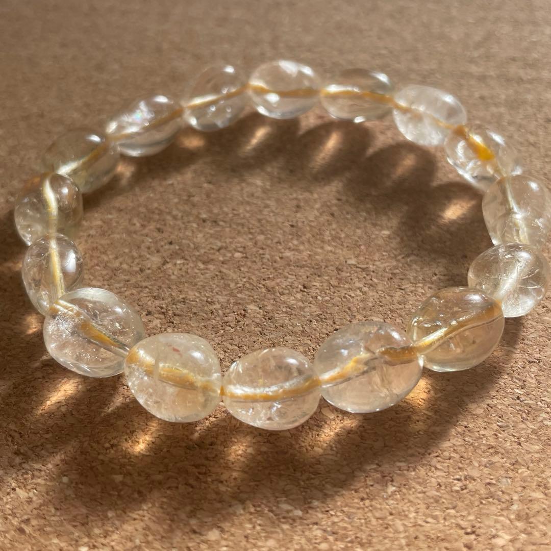 【虹入りあり】シトリン 天然石 ブレスレット 約17㎝　新春セール開催中！