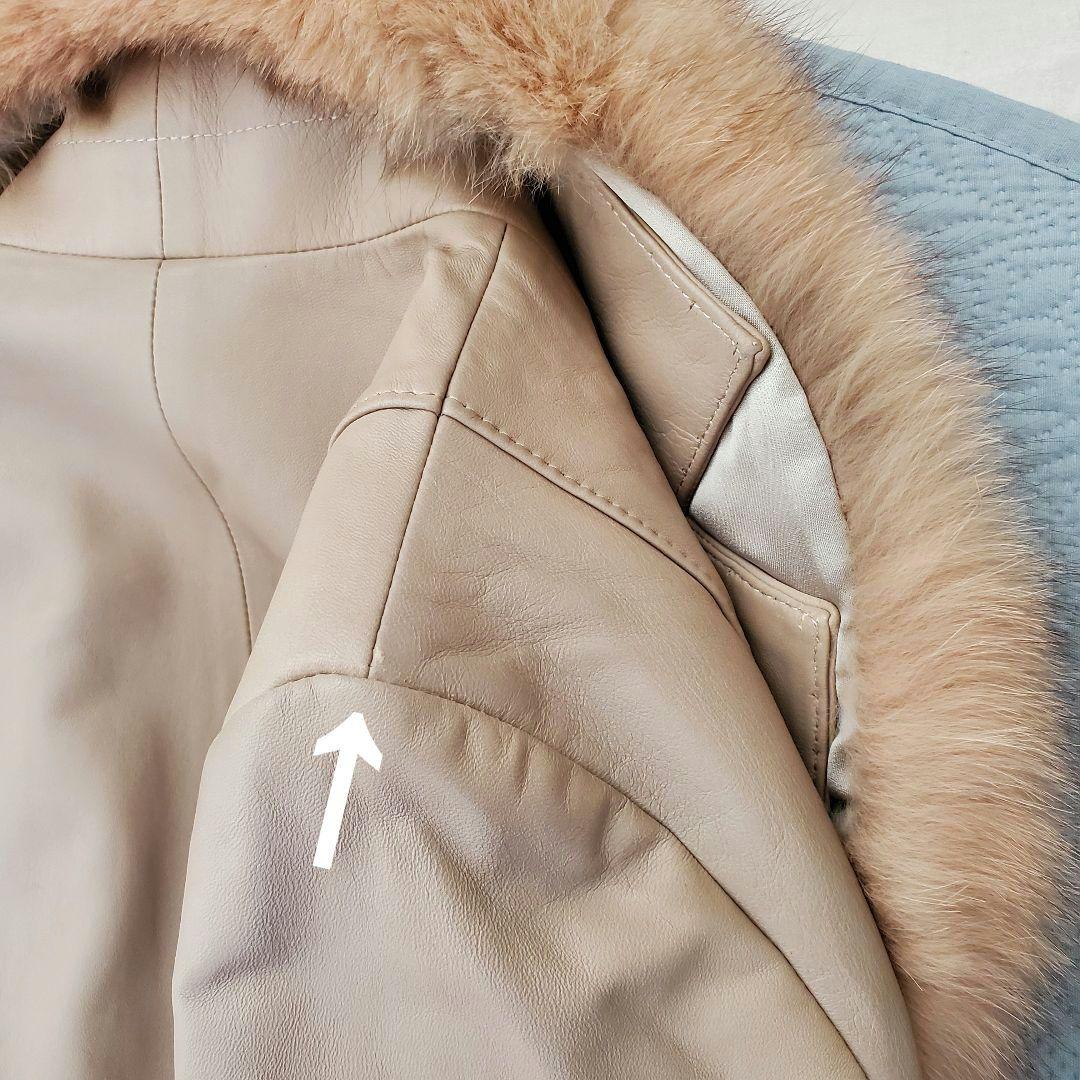 未使用 シープレザー ウエストベルト ブルーフォックス ロングコート Mサイズ