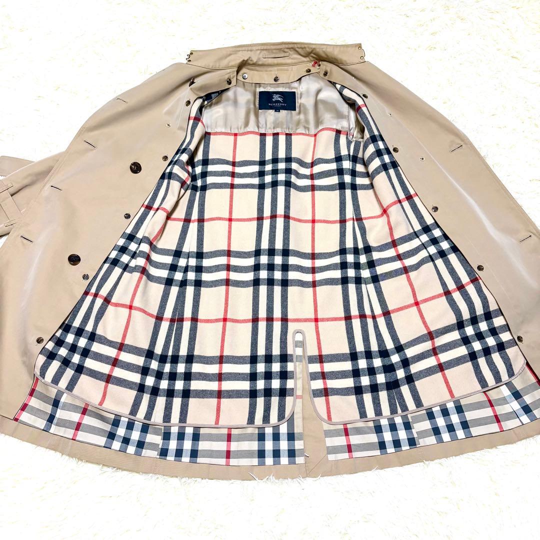 バーバリーロンドン メガチェックライナー付き ハニーべージュトレンチコート L