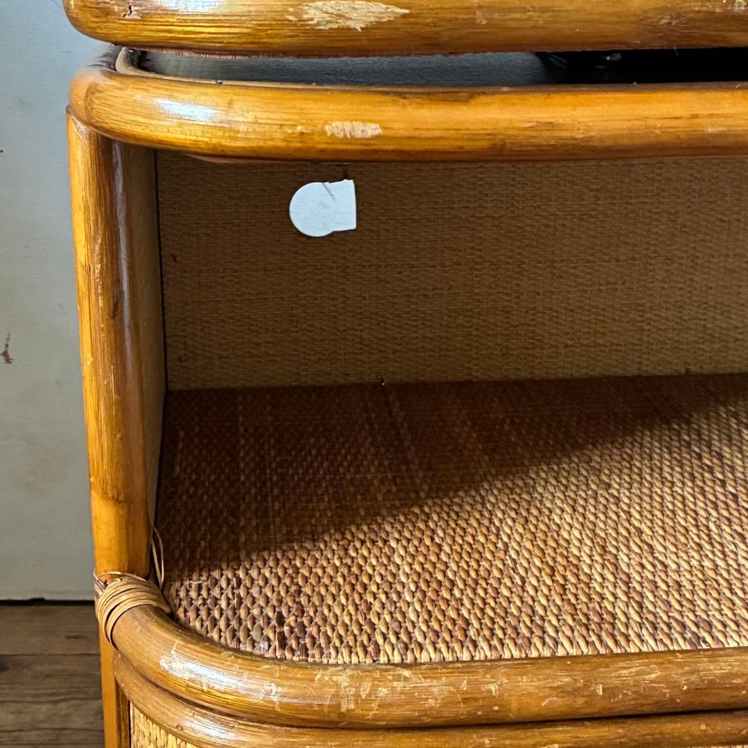 ヴィンテージ ラタン TVボード 回転式 ラック テレビ台