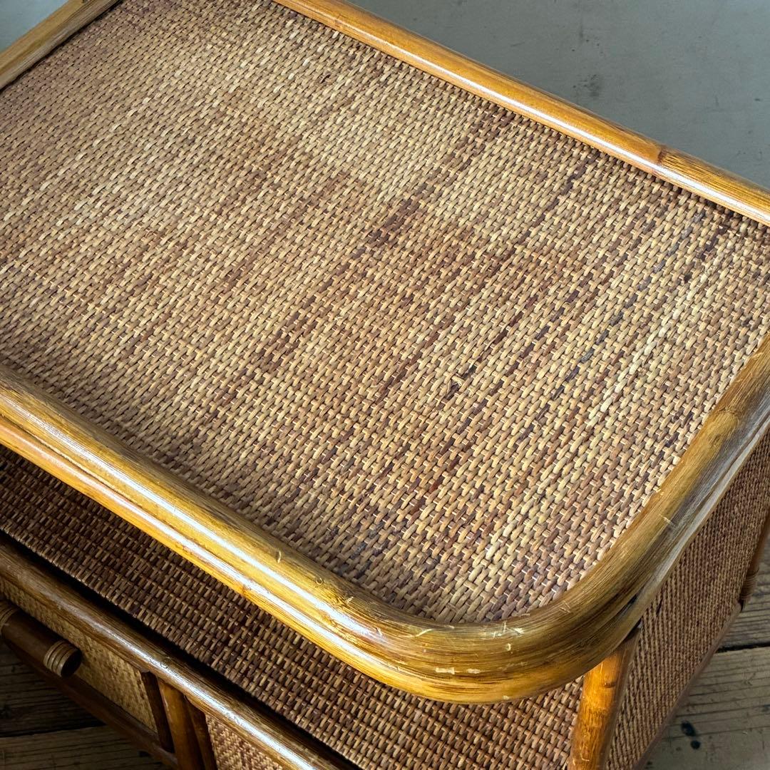 ヴィンテージ ラタン TVボード 回転式 ラック テレビ台