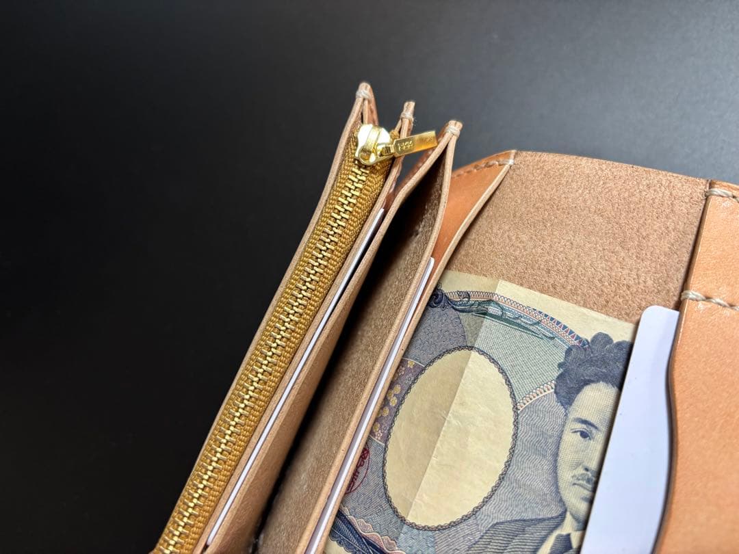 サドルレザー　トラッカーウォレット【Ａ】三層　真鍮　レザークラフト