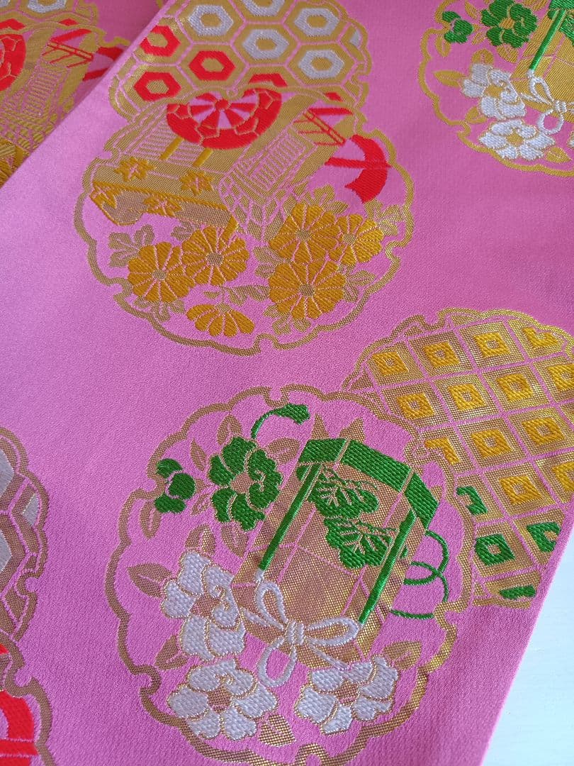 子供　女の子　ジュニア用袋帯　七五三　ピンク