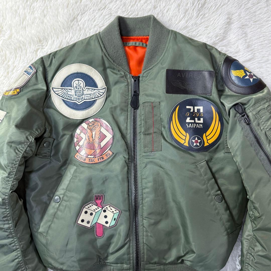 AVIREX MA-1 フライトジャケット 牛革ワッペン M 超短丈 トップガン