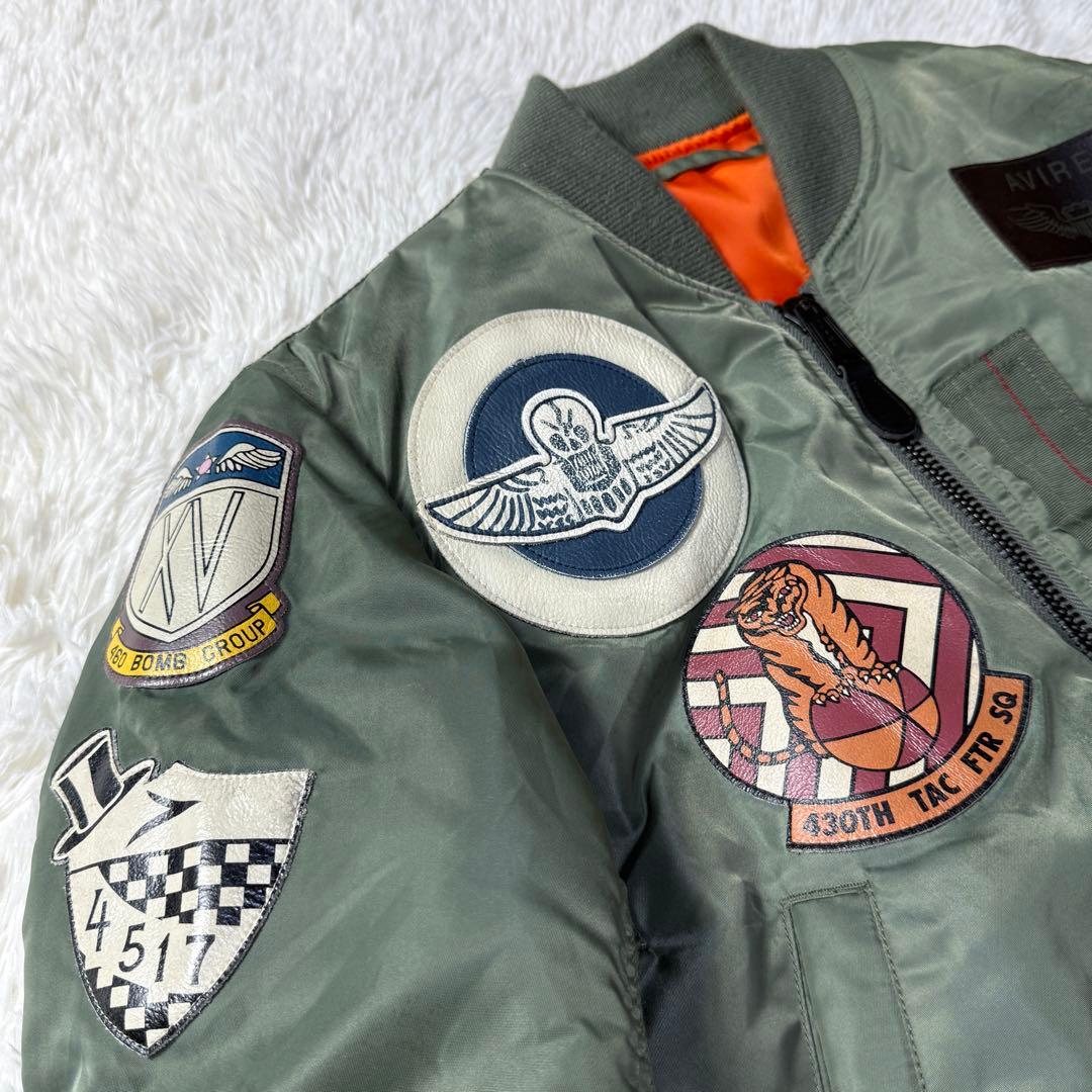 AVIREX MA-1 フライトジャケット 牛革ワッペン M 超短丈 トップガン