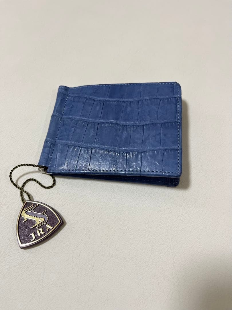 藍染 クロコダイル マネークリップ 藍　JRAマーク付