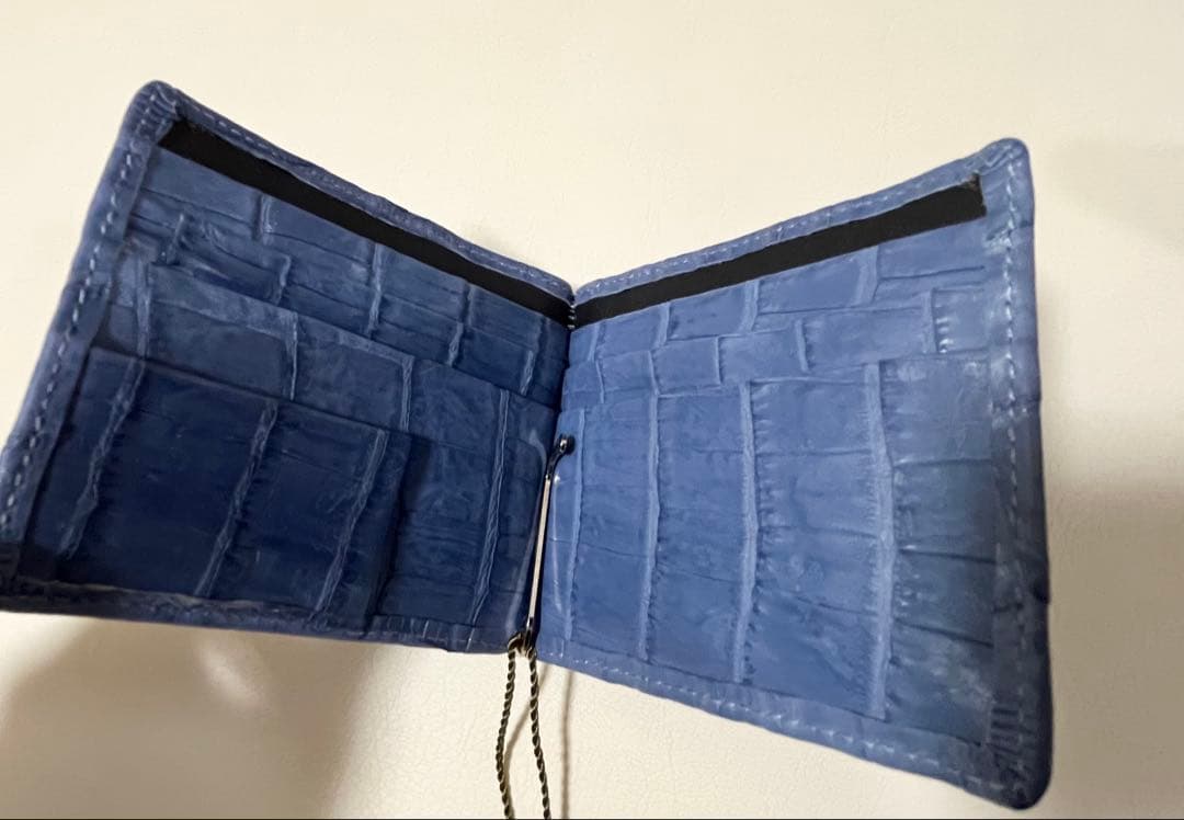 藍染 クロコダイル マネークリップ 藍　JRAマーク付