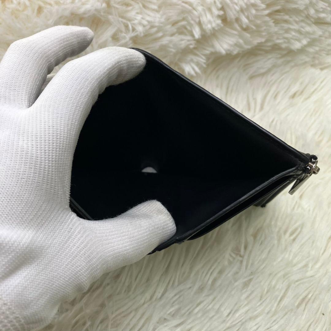 【極美品】ロエベ アナグラム スリムコンパクトウォレット 二つ折り ブラック