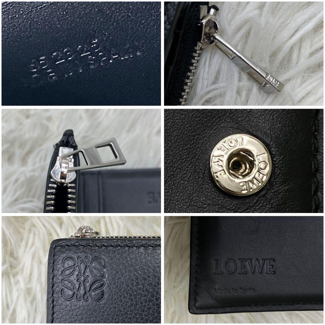 【極美品】ロエベ アナグラム スリムコンパクトウォレット 二つ折り ブラック