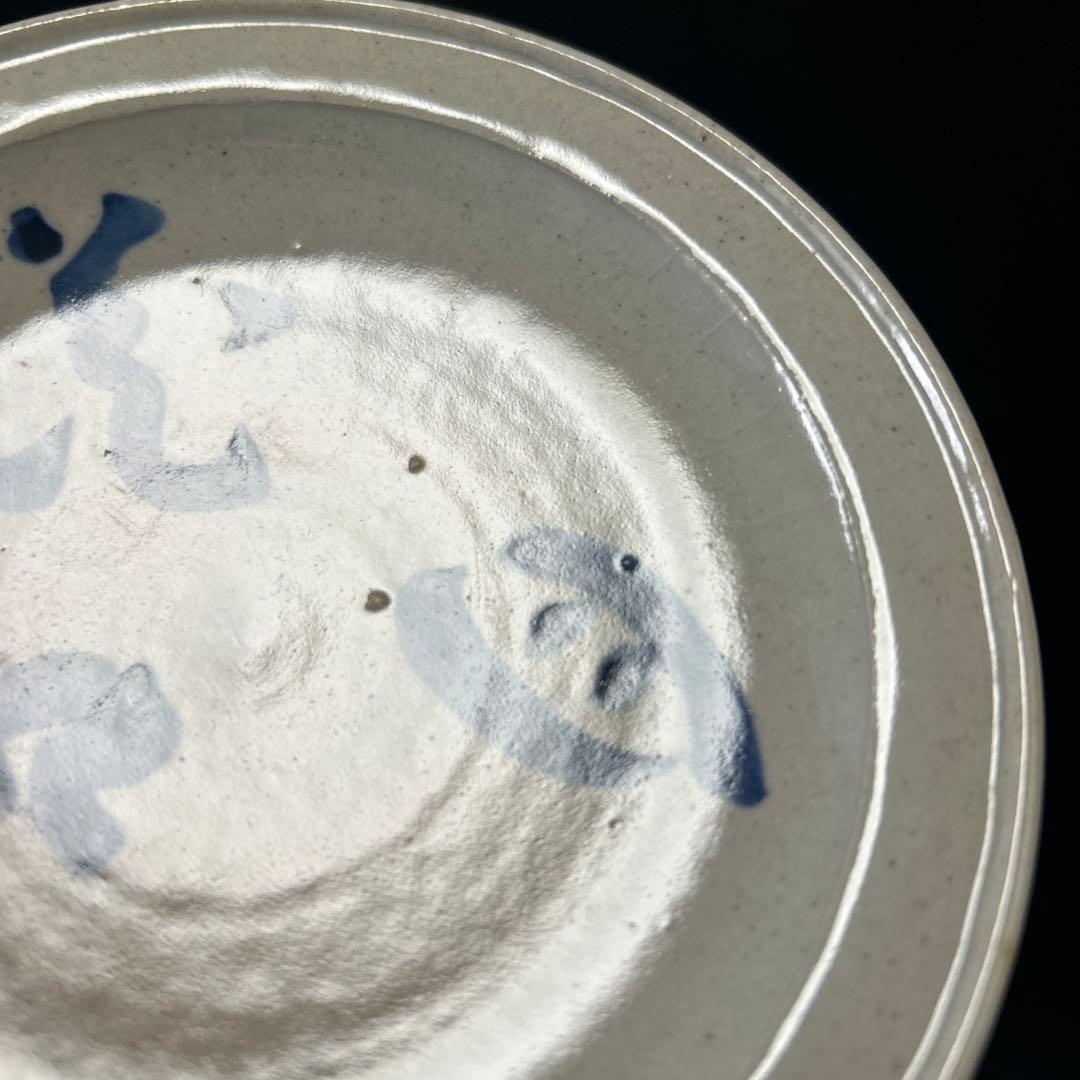 膳所焼　ぜぜやき　淡海ぜぜ　陽炎園造　染付　銘々皿　5枚セット　共箱付　在銘