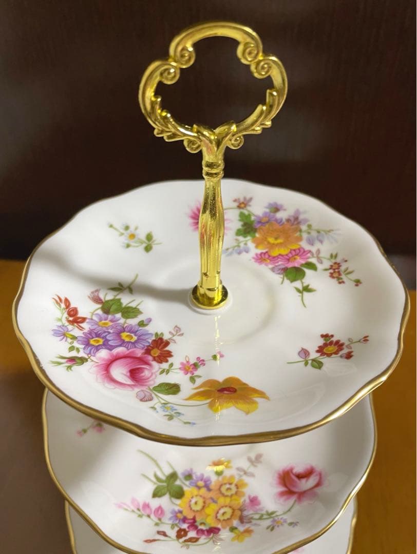 レア ロイヤルクラウンダービー ポジー ケーキスタンド ＊ 3段 アフタヌーン