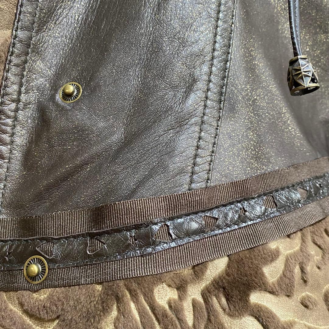 VINTAGE 希少デザイン レッキスファー ラムレザー ジャケット ラメ加工