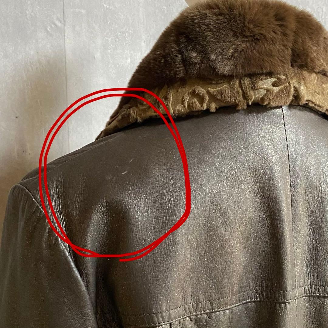 VINTAGE 希少デザイン レッキスファー ラムレザー ジャケット ラメ加工