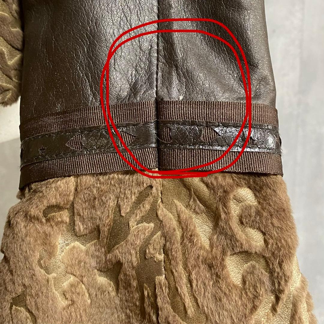 VINTAGE 希少デザイン レッキスファー ラムレザー ジャケット ラメ加工