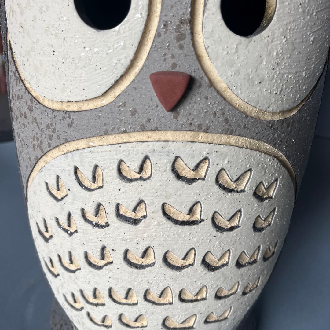 信楽焼傘立て  黒釉ふくろう 高さ44cm