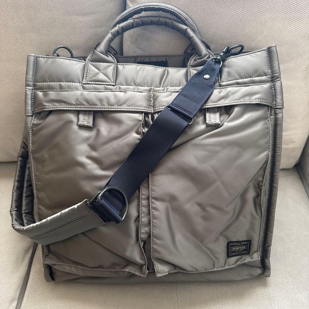 ★超美品★ ポーター PXタンカー 2WAY トートバッグ シルバーグレー L