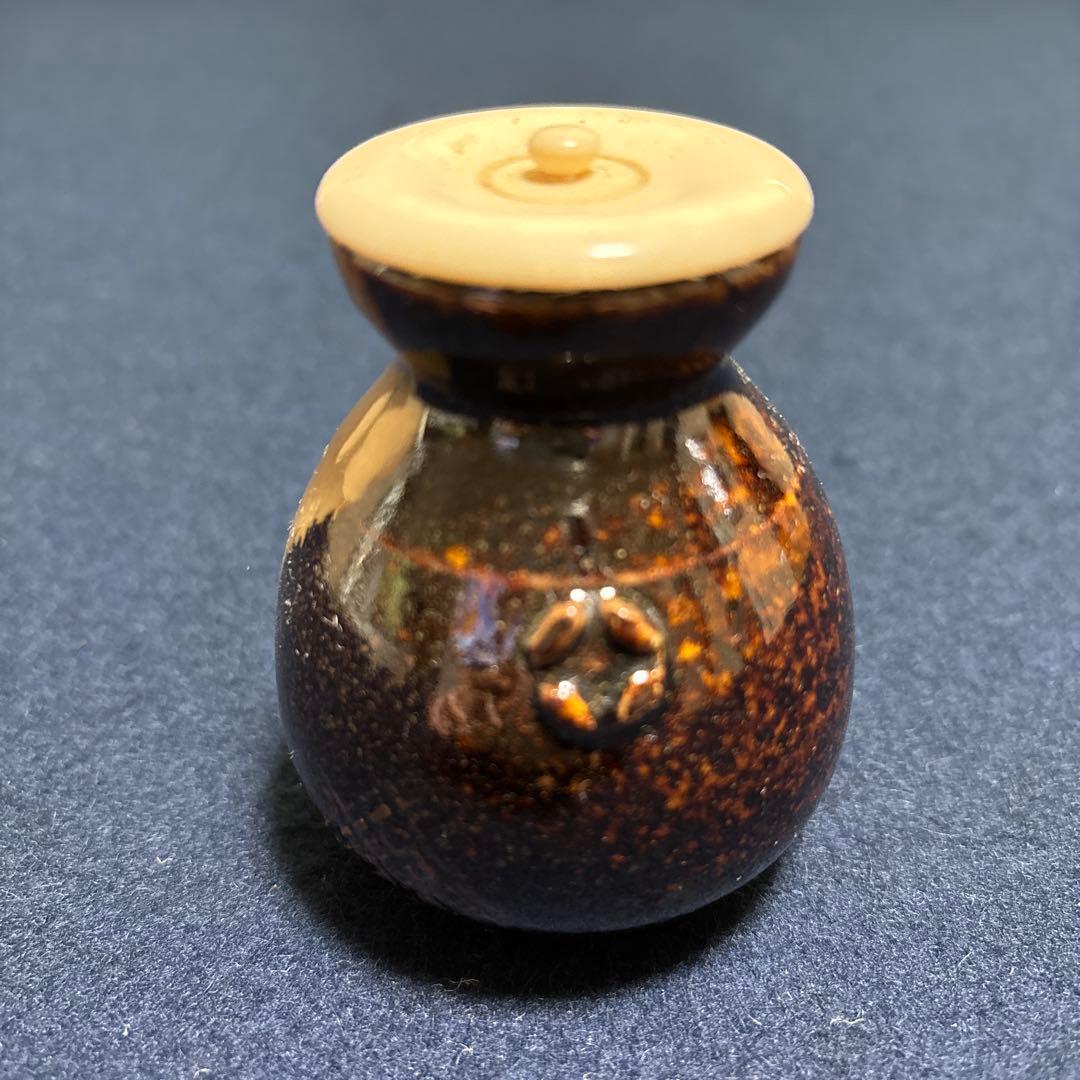 茶道具　茶入(仕覆付き) 侘助写　淡海膳所　陽炎園製