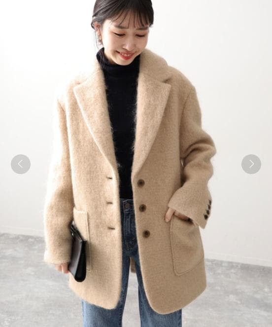 SLOBE IENA シャギージャケットコート F モヘヤ ベージュ 23AW