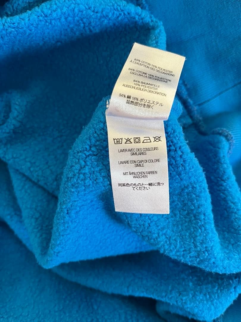 supreme希少22s袖刺繍パーカーブルー