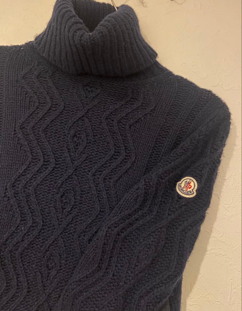 MONCLER ネイビー ケーブルニット タートルネック