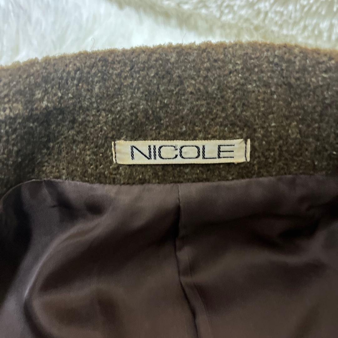 【極美品】90s ニコル セレクション ヘリンボーンロングコート ブラウン