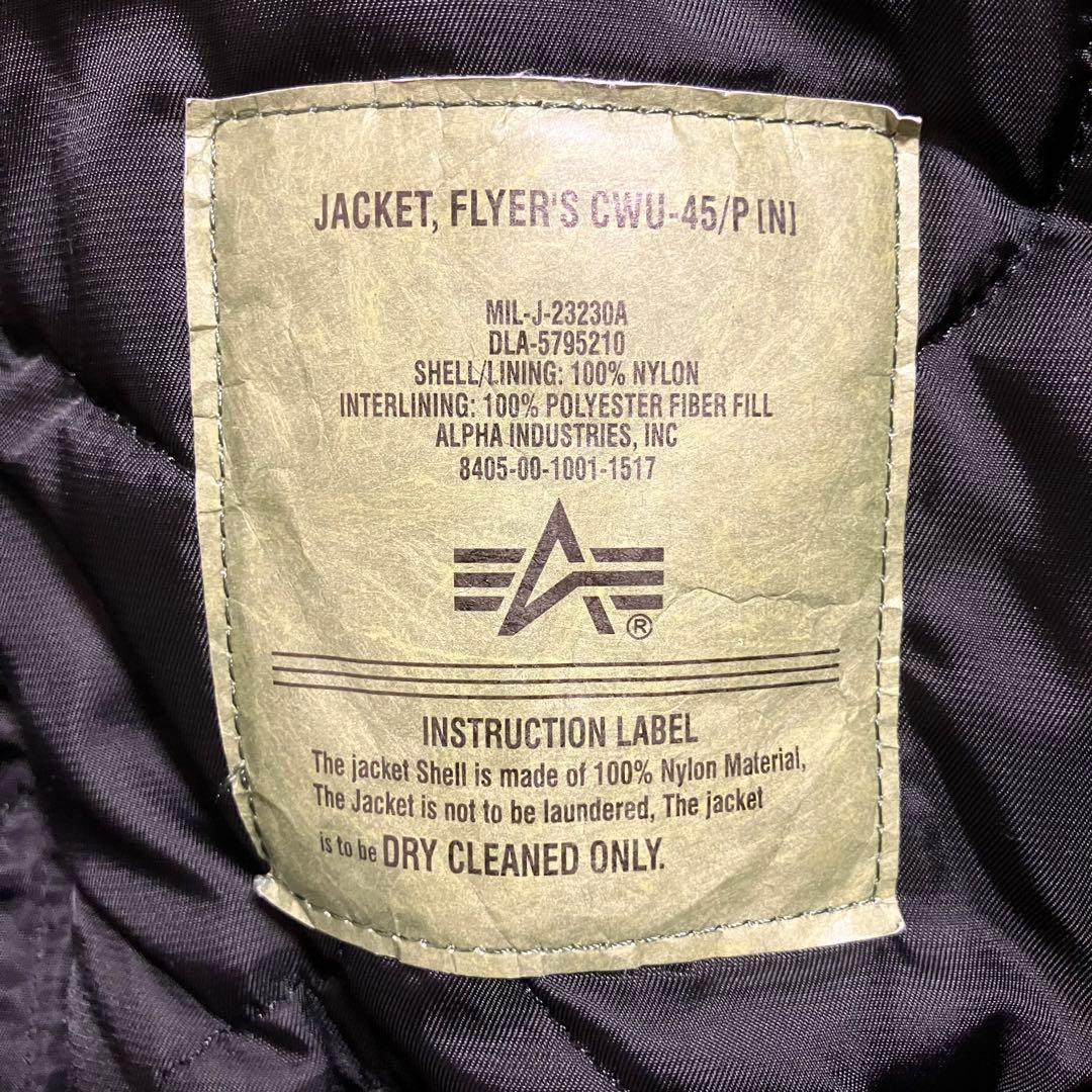 美品　ALPHA CWU-45P レザーバックプリント　ブラック　Lサイズ