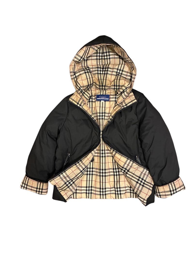 極美品 バーバリー ダウンジャケット フード 2way ノバチェック 黒