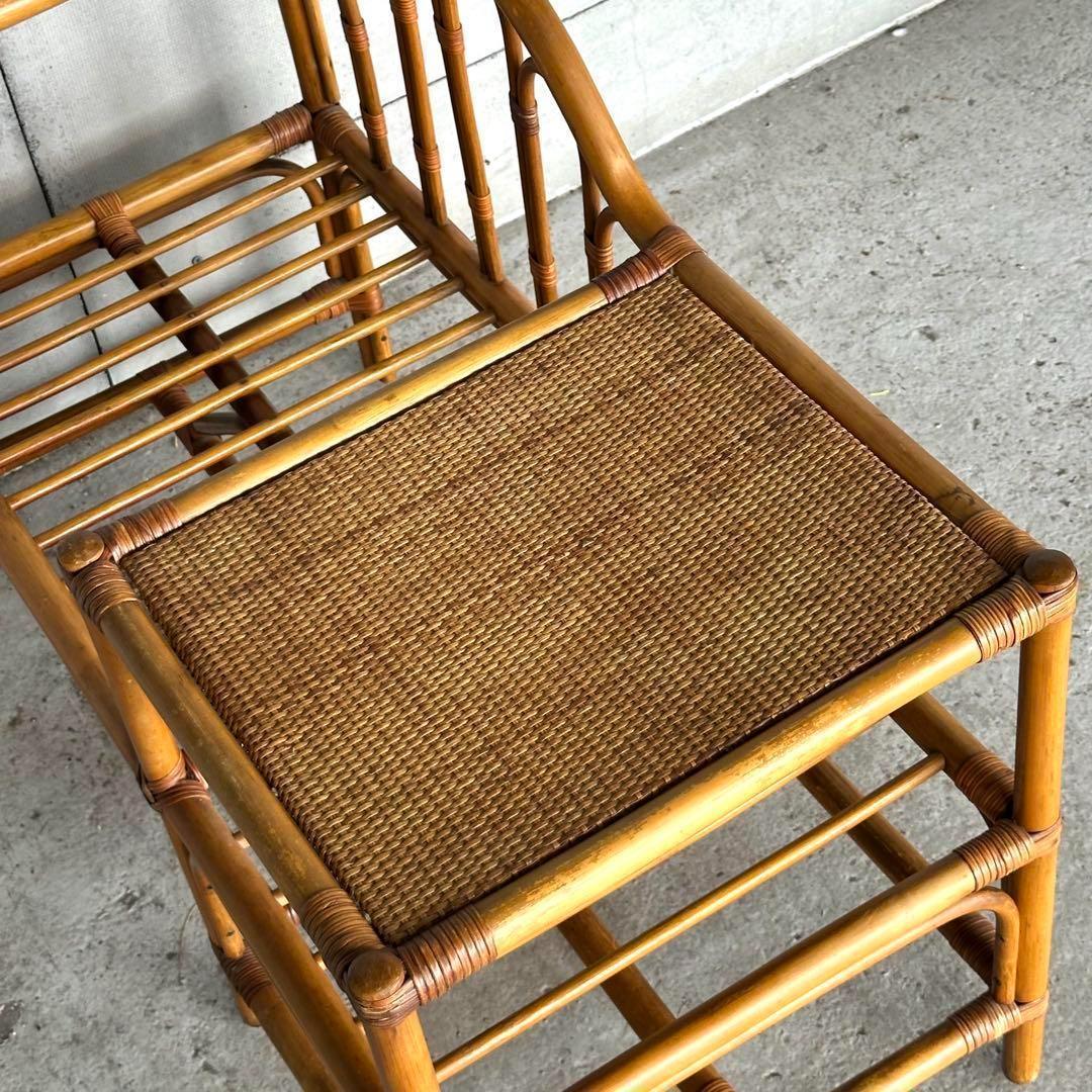 ✿ナチュラルラタンの風合い✿収納付き1人掛けベンチ♪