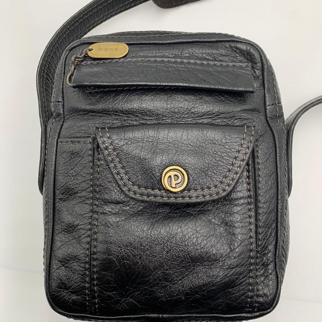 ポーター PORTER トスカーナ レザー ショルダー バッグ ブラック