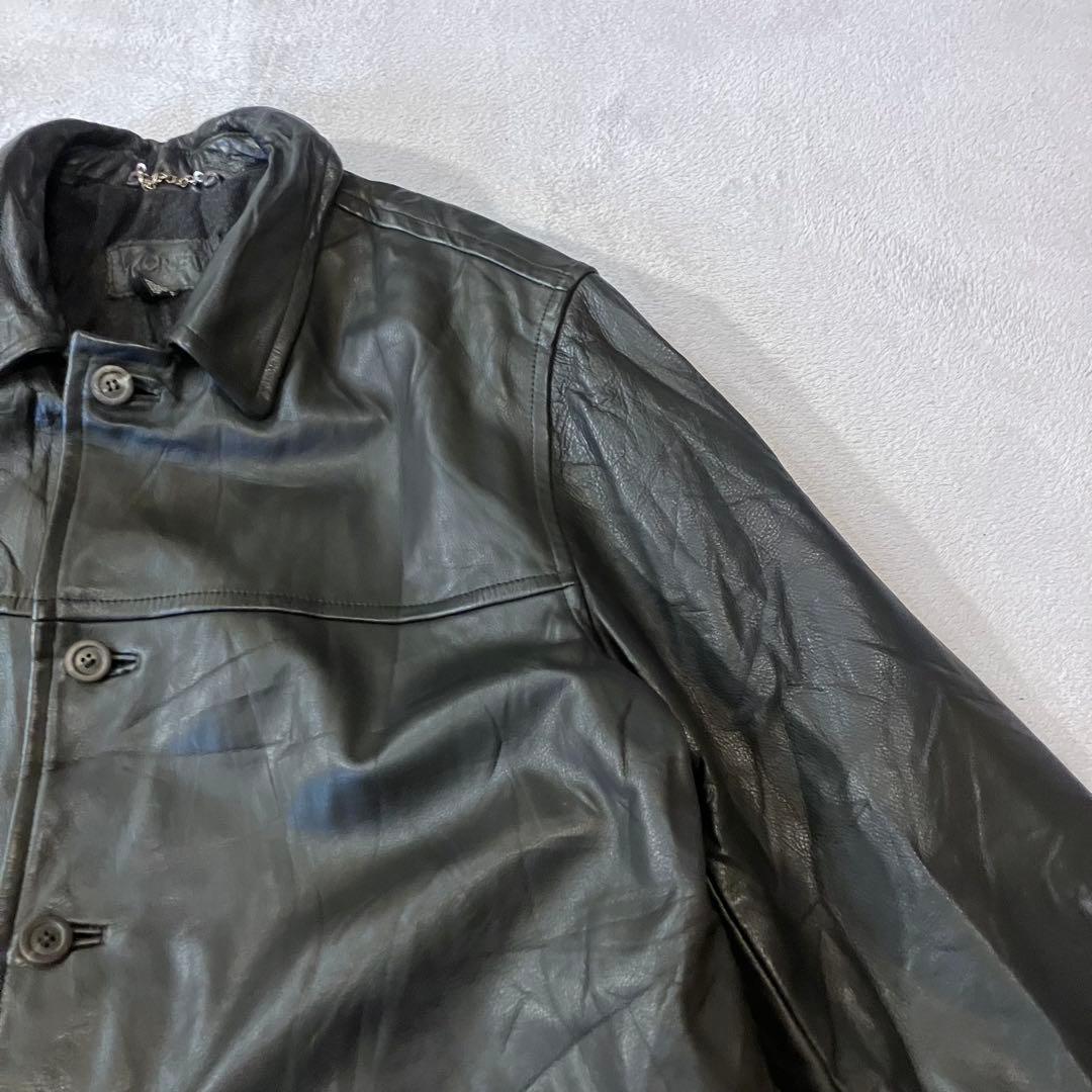 J.CREW 90s レザーカーコート　ボタンダウン　100%本革　ヴィンテージ