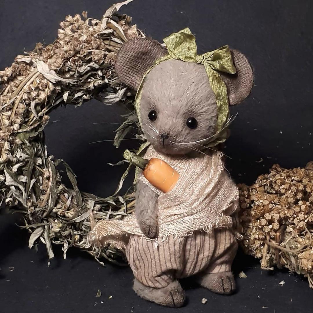 にんじんと仔鼠 アーティストベア 海外作家様 ハンドメイド ロシア テディベア