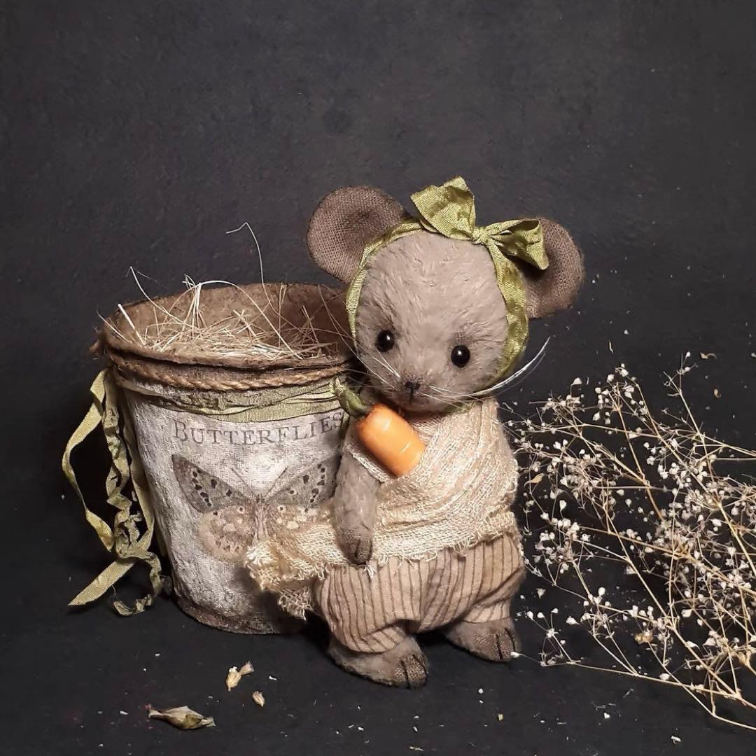 にんじんと仔鼠 アーティストベア 海外作家様 ハンドメイド ロシア テディベア