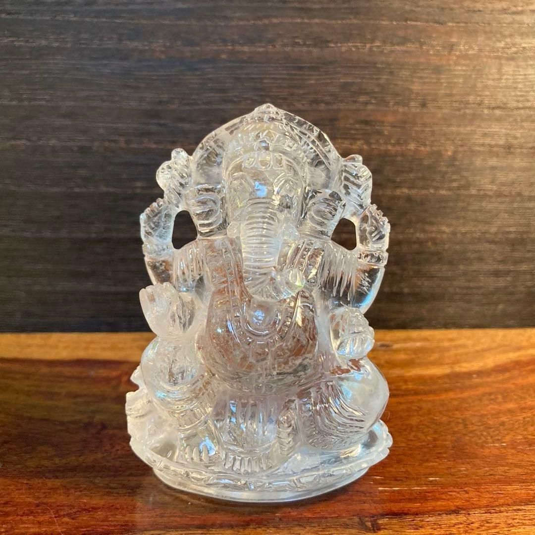 【ヒマラヤ水晶】ガネーシャ像｜天然石 彫刻品・置物・クリスタル（169g）