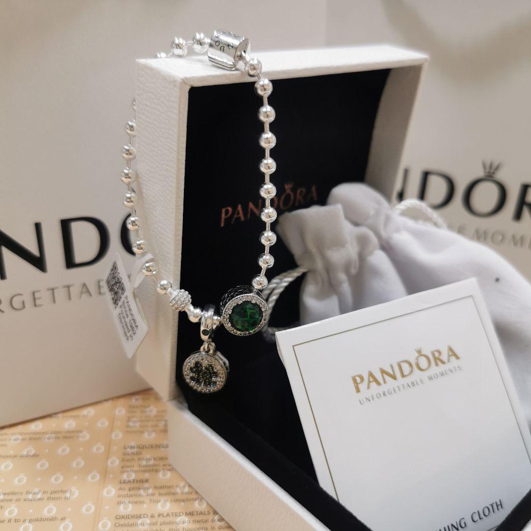 Pandora 緑色ストーンのビーズブレスレット カップルデー素敵なプレゼント