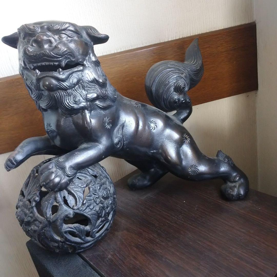 金属製 獅子と球の置物 9.15kg