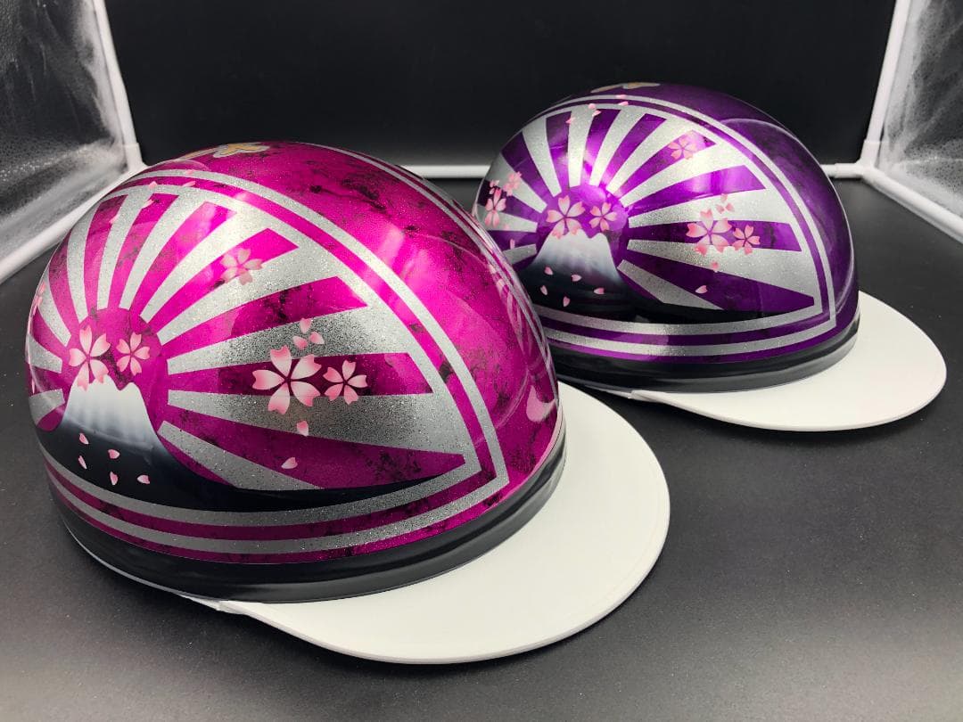 コルク半　カスタム　富士日章　三つボタン　ピンクパープルラップ　ラメ　桜　セット