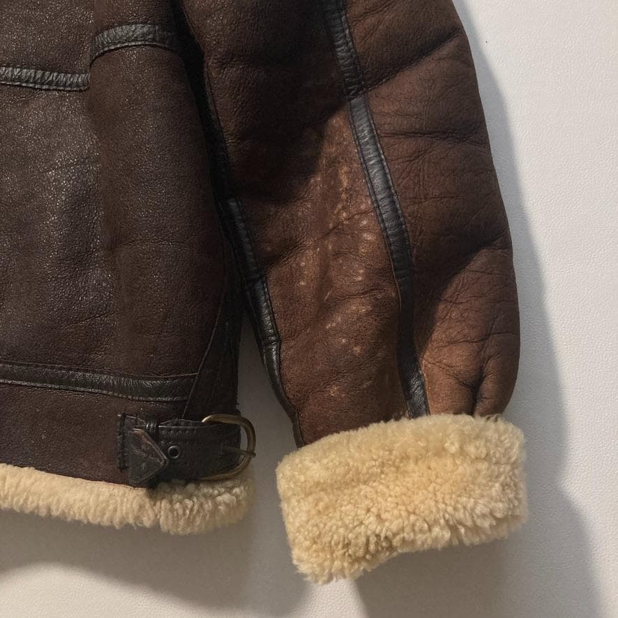 【り】グリーマン B-3 フライトジャケット L 羊革 ムートンブラウン