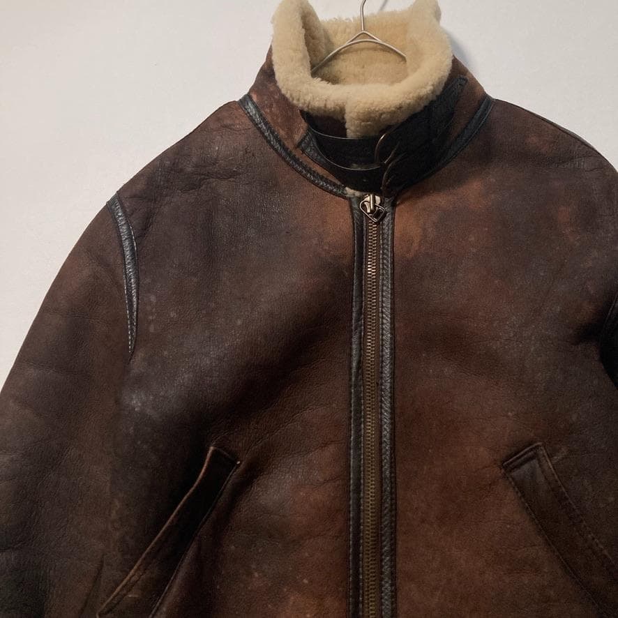 【り】グリーマン B-3 フライトジャケット L 羊革 ムートンブラウン