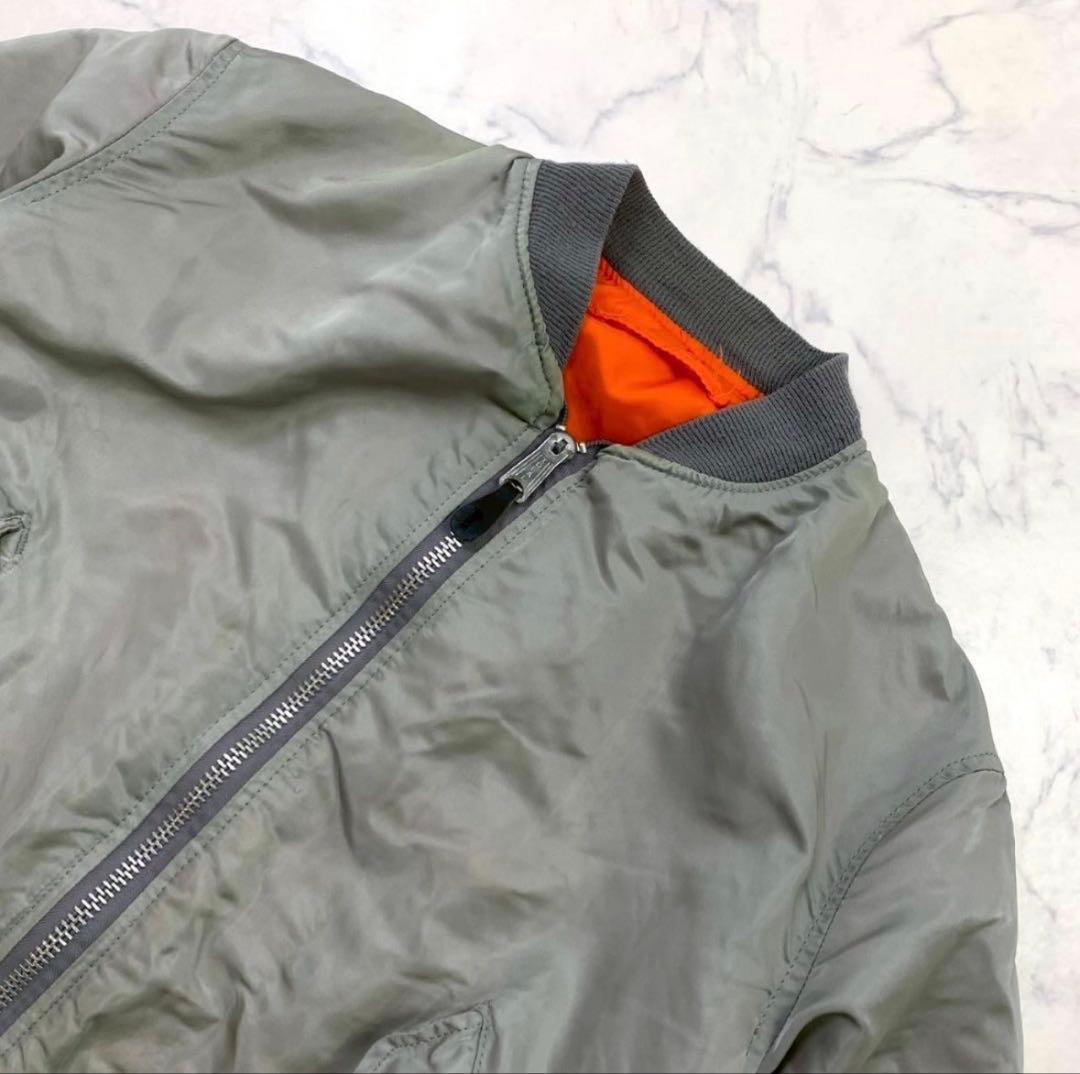 希少カラー★ 90s USA製 ALPHA MA-1 シルバー L　D335