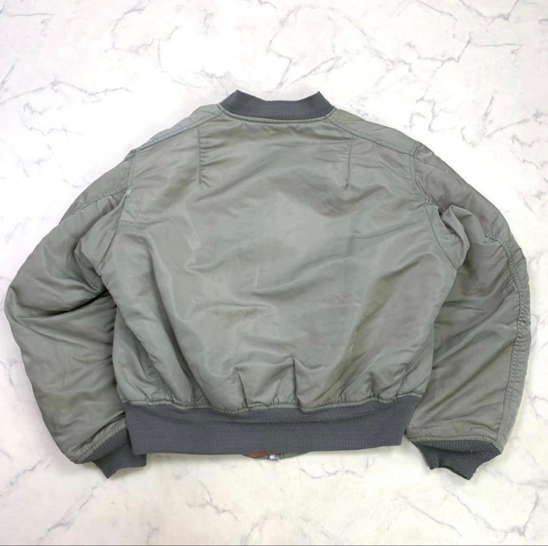 希少カラー★ 90s USA製 ALPHA MA-1 シルバー L　D335