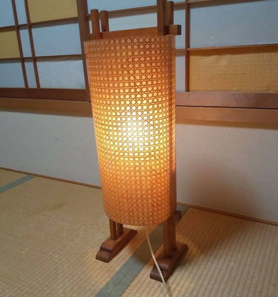 アンティークあんどん【和風竹細工の行燈】昭和レトロな照明器具