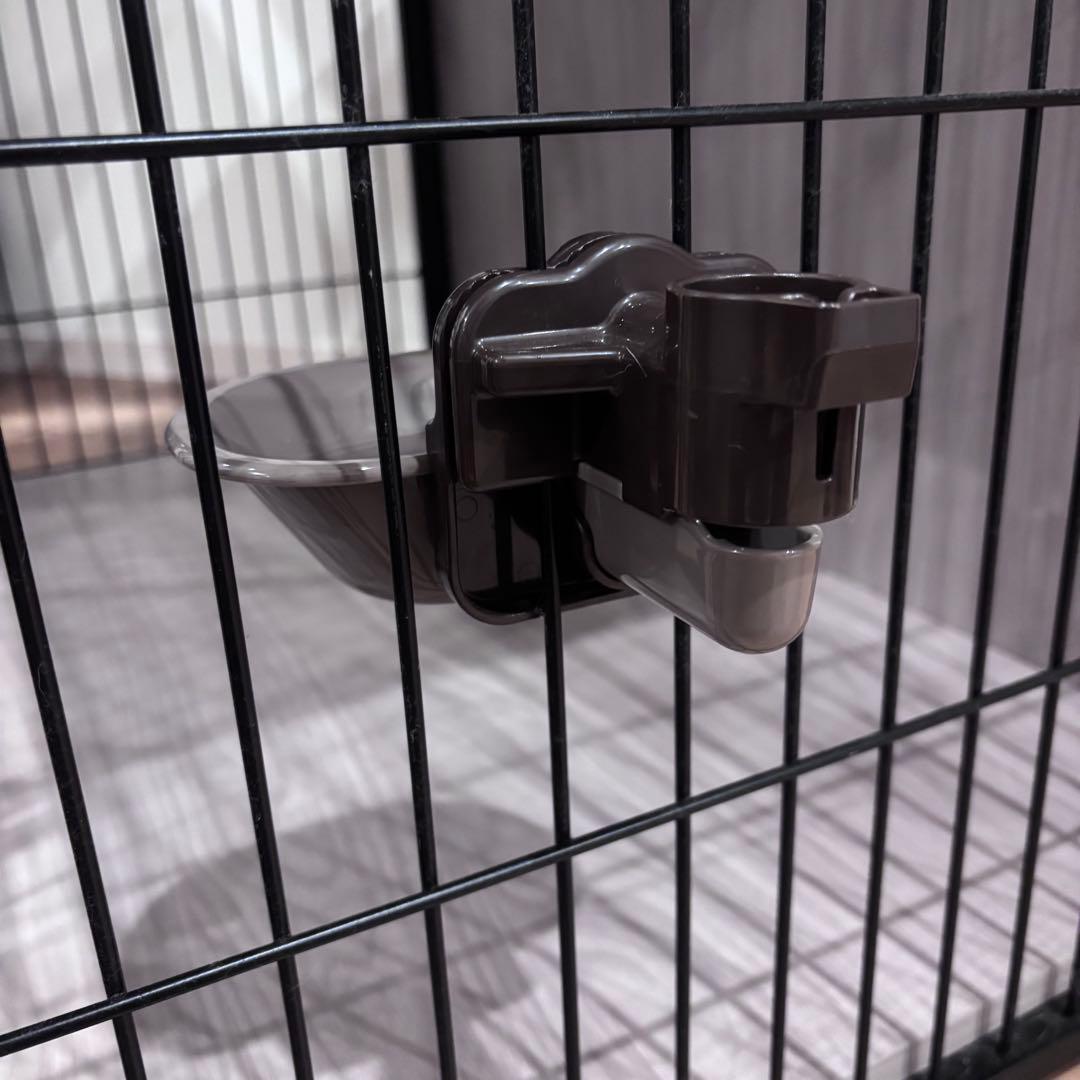 極美品！【Petnniko】犬ケージ 室内用 グレー ウォーターディッシュ付き