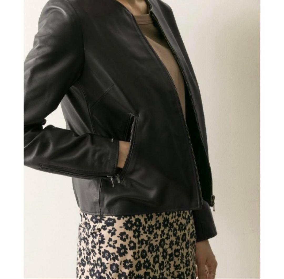 URBAN RESEARCH ブラックノーカラーレザージャケット 36