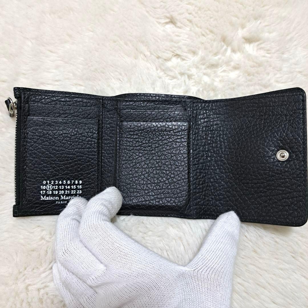 ✨極美品　正規品✨マルジェラ　三つ折り　カレンダー　ステッチ　レザー　ブラック