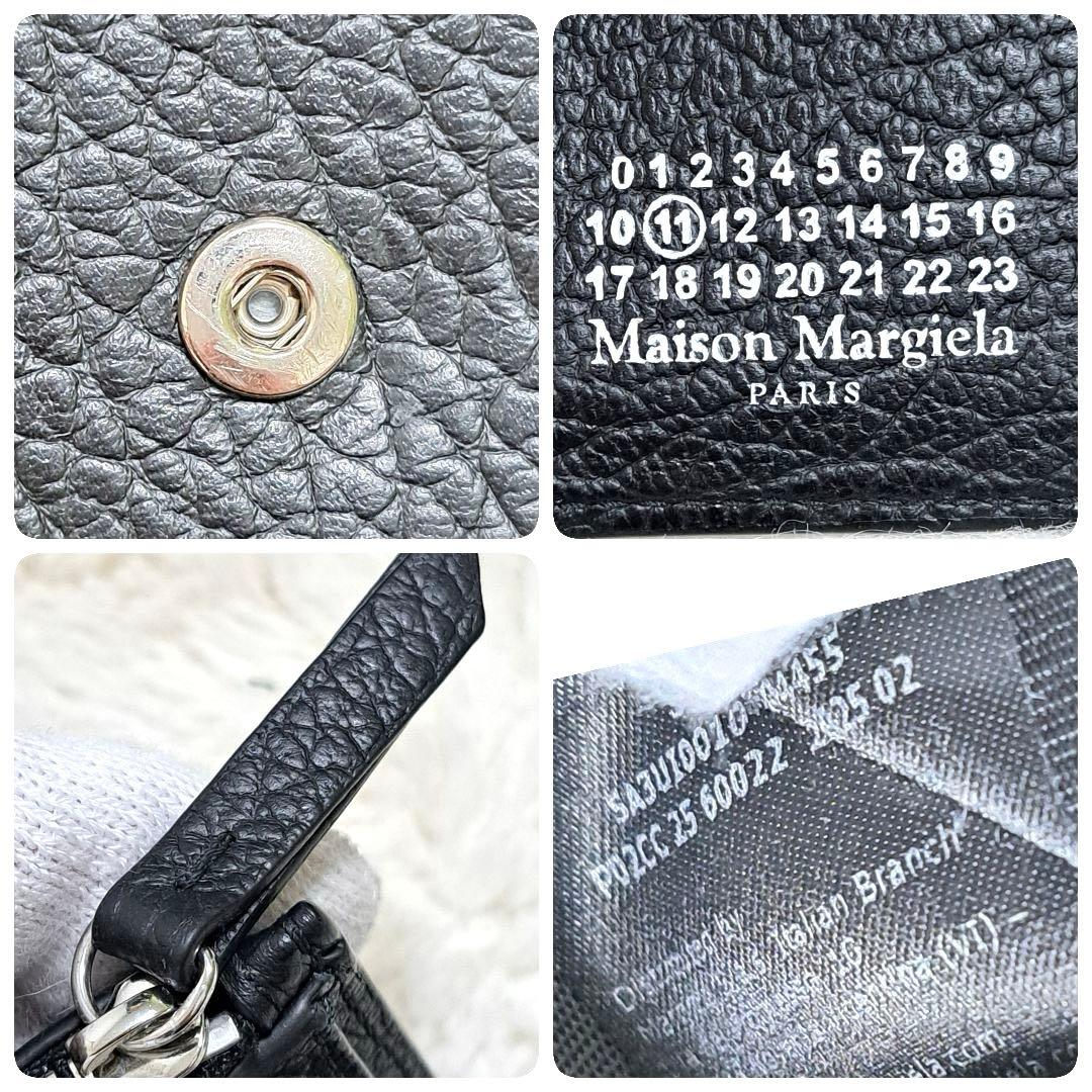 ✨極美品　正規品✨マルジェラ　三つ折り　カレンダー　ステッチ　レザー　ブラック