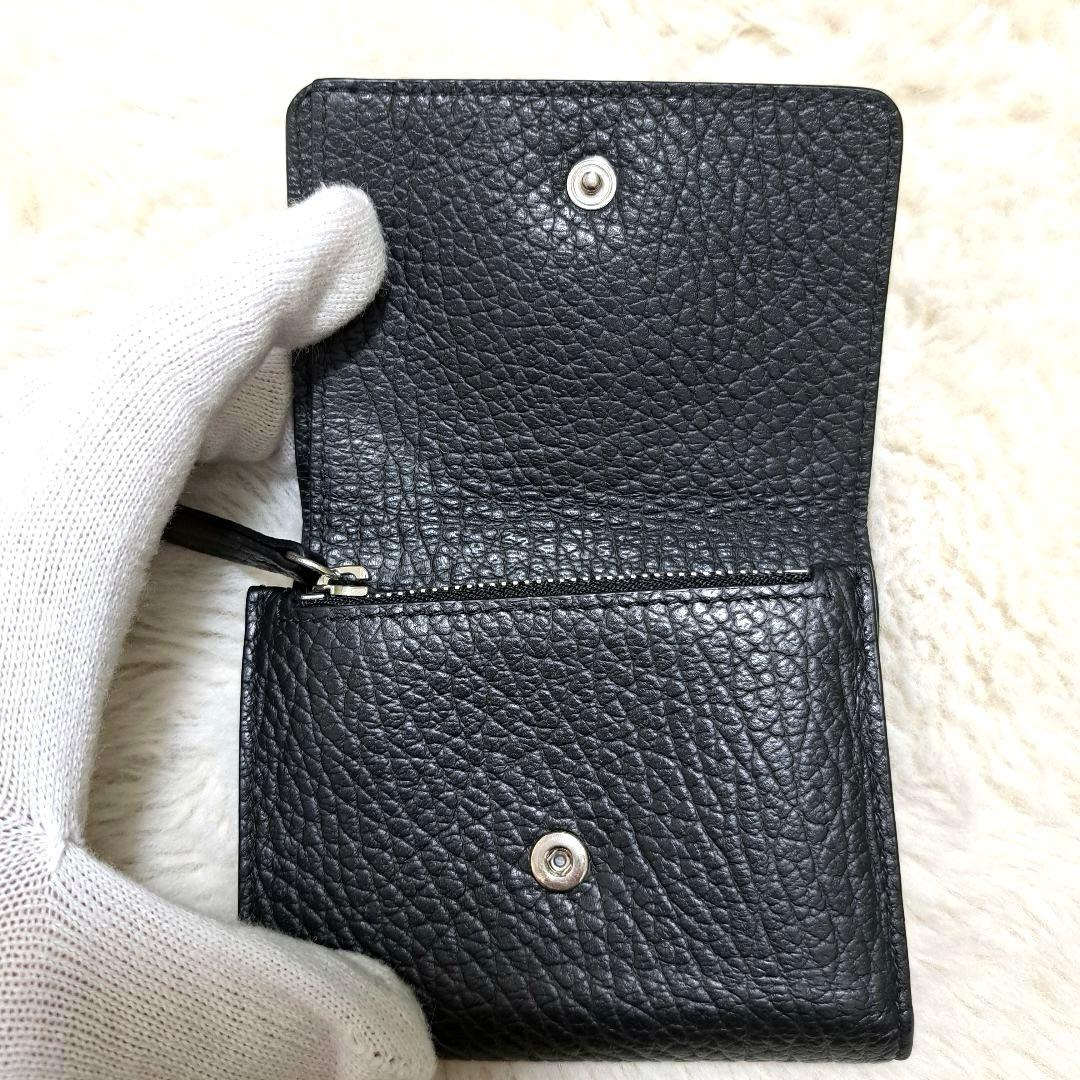 ✨極美品　正規品✨マルジェラ　三つ折り　カレンダー　ステッチ　レザー　ブラック