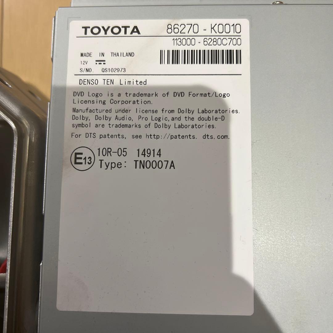 トヨタ純正 DVD CDプレイヤー 86270-K0010 & パネルセット