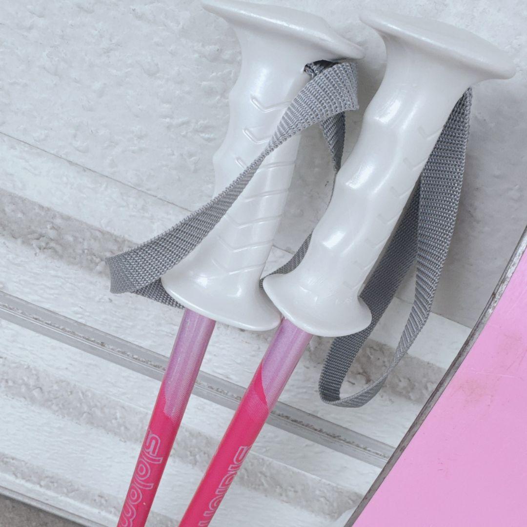 P-PRITY 子ども用スキー板 80cm ストック付き 花柄 花模様 キュート