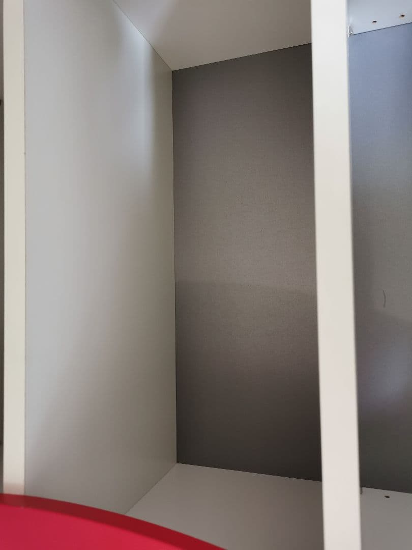 棚　本棚　波形デザイン木製ラック 4段 赤白　レトロ　高橋木工所　東京インテリア