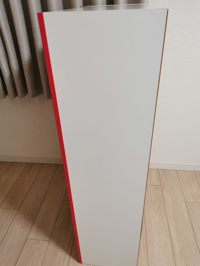 棚　本棚　波形デザイン木製ラック 4段 赤白　レトロ　高橋木工所　東京インテリア